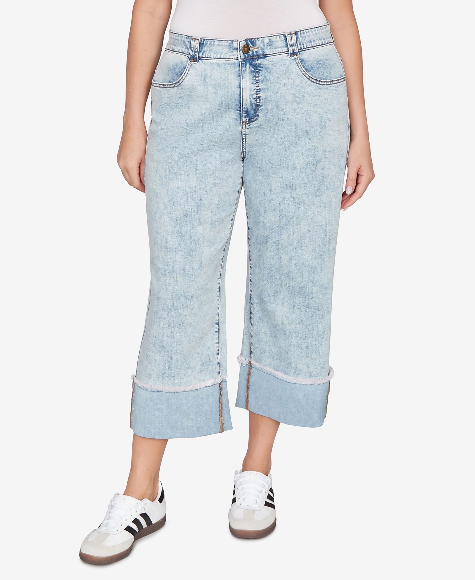 Ruby Rd. Plus Size Comfort Waist Wide-Leg Cropped Jeans