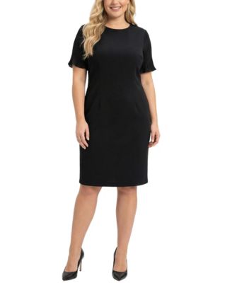 NY Collection Plus Size Plissé Pleated Short-Sleeve Dress