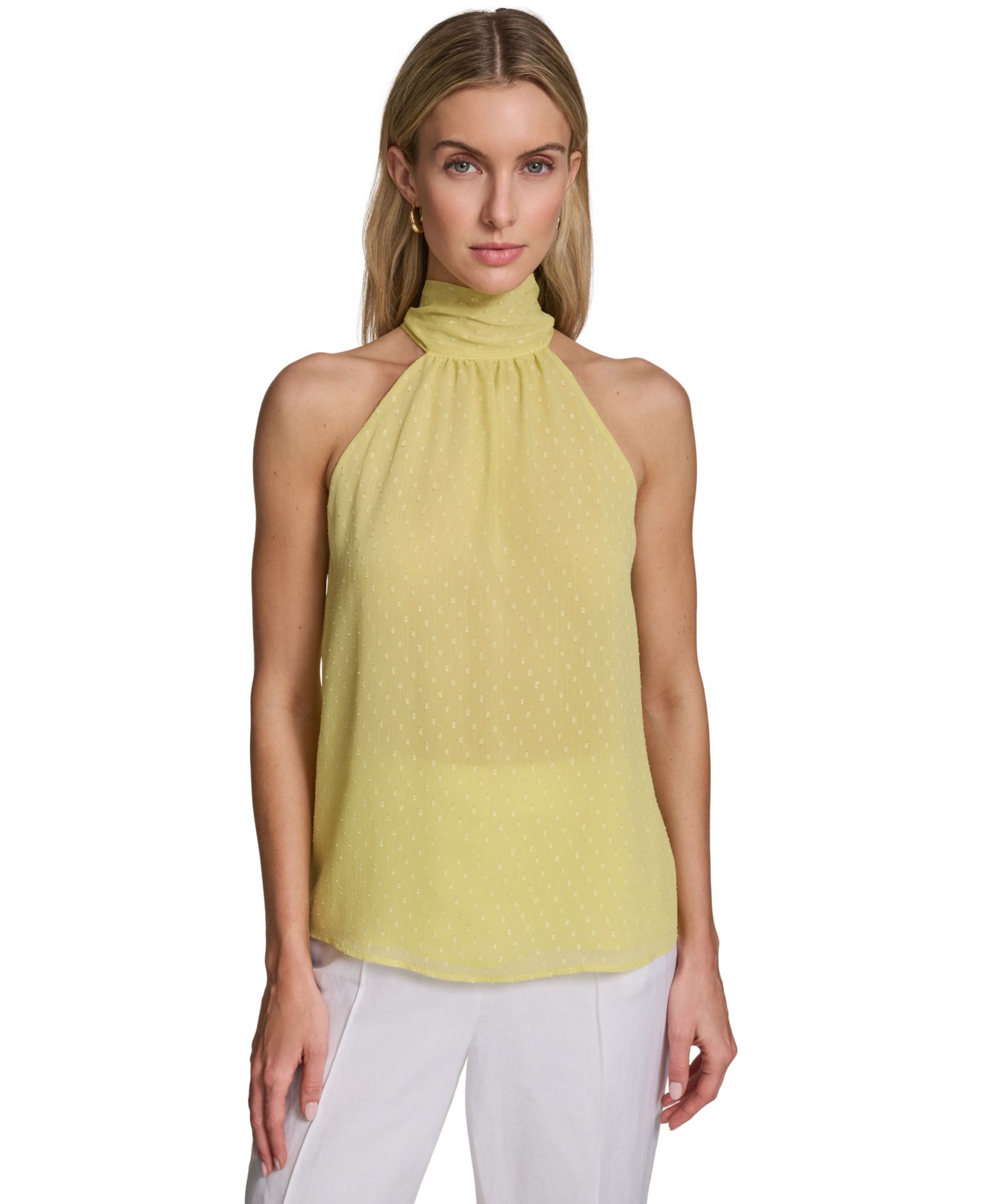 Calvin Klein Women's Sleeveless Pleated Turtleneck Top