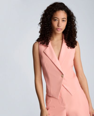 Женский приталенный жилет из искусственной кожи Kenneth Cole с одной пуговицей