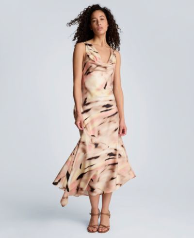 Kenneth Cole Women's Asymmetrical Hem Cowl Neck Dress