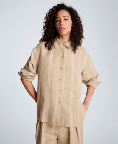 Женская льняная рубашка Kenneth Cole Drop Shoulder Boyfriend