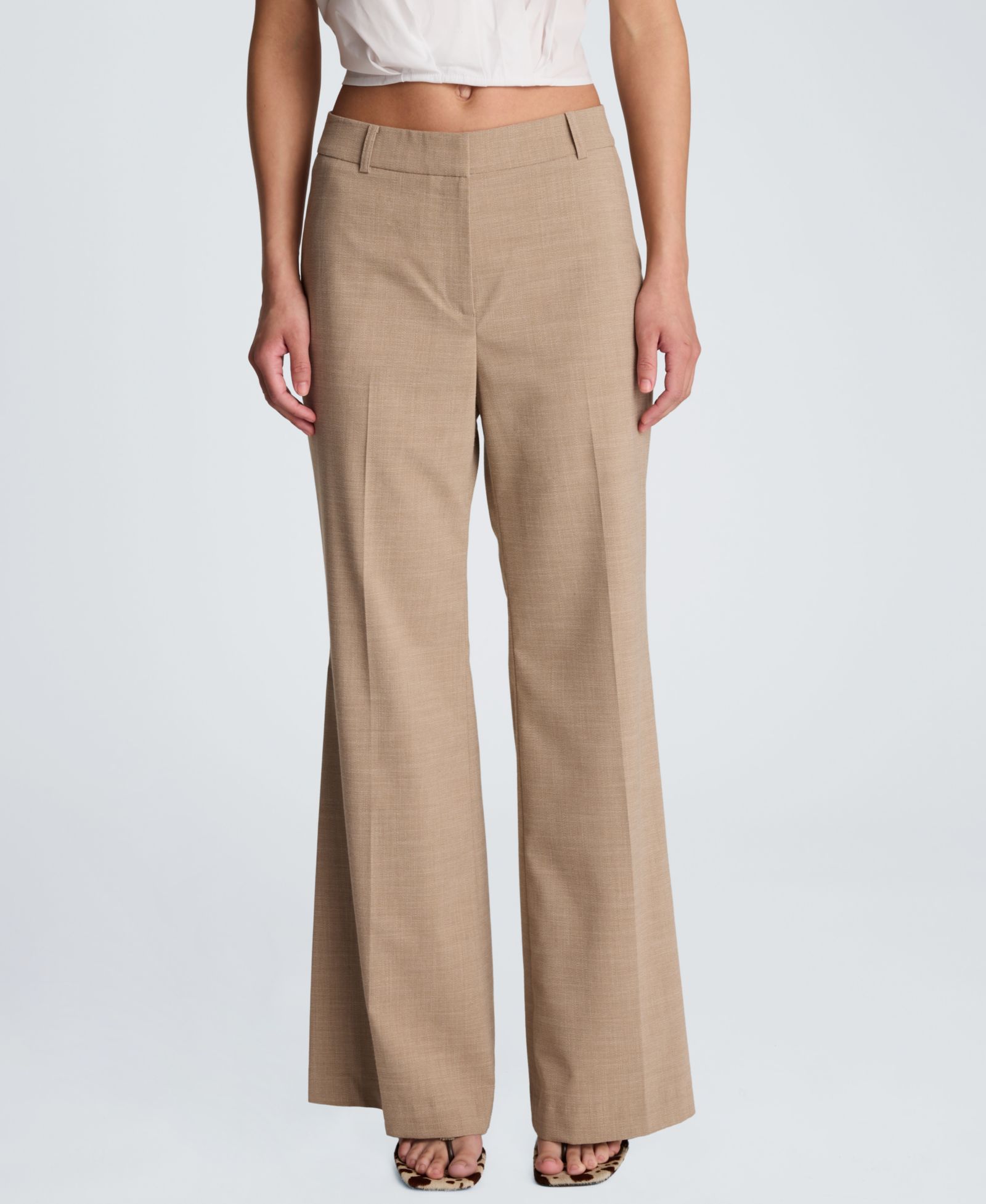 Kenneth Cole Women's Fly-Front Mid-Rise Flare Pants with Split Hem