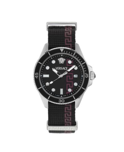 Versace часы Greca Force Black Matte Silver Stainless Steel 42mm Men's