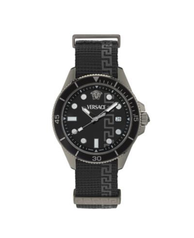 Versace Men's Greca Force IP Gunmetal Case Black Matte Watch, 42mm
