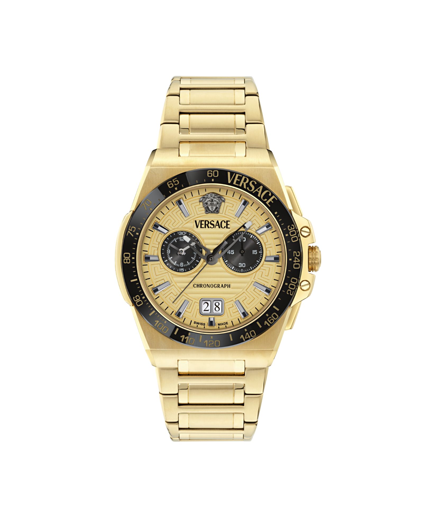 Мужские часы Versace Greca Reaction IP Yellow Gold 43mm
