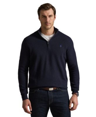 Polo Ralph Lauren мужской хлопковый свитер с четвертьзастежкой и сетчатой вязкой