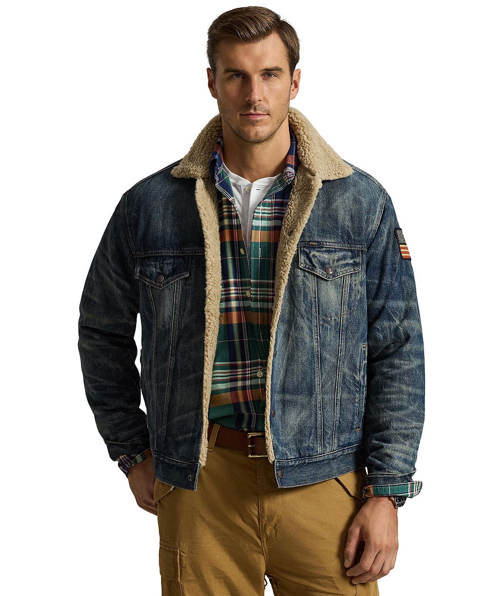 Polo Ralph Lauren Men's Big & Tall Sherpa-Lined Long-Sleeve Denim Jacket