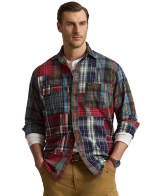 Polo Ralph Lauren мужская рабочая оксфордская рубашка с лоскутным клетчатым узором