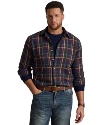 Мужская рубашка Polo Ralph Lauren Big & Tall из мягкой фланели в клетку с пуговицами