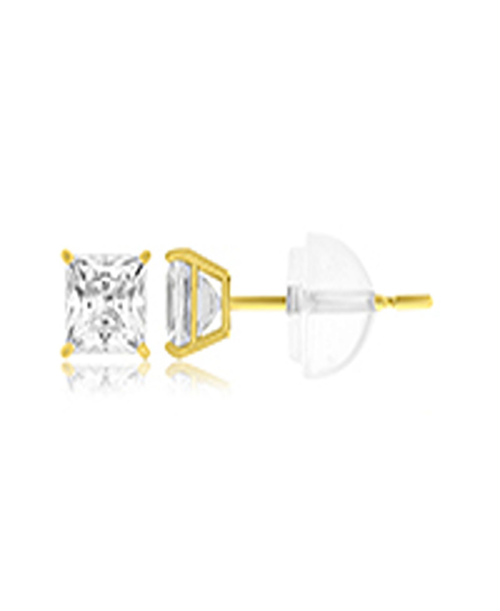 Серьги-солитер со стразами Swarovski в желтом золоте 14k