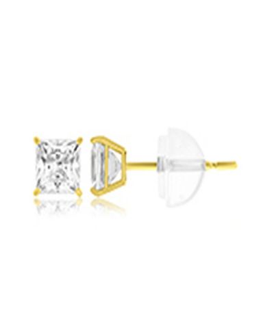 Серьги-солитер со стразами Swarovski в желтом золоте 14k
