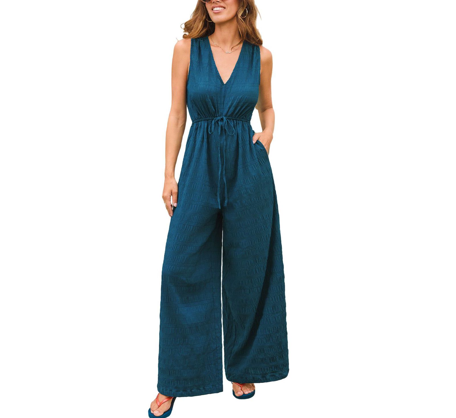 Cupshe Women's V-Neck Zipper Closure Jumpsuit