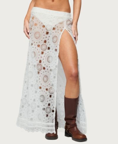 Edikted Women's Milana Slit Sheer Lace Maxi Skirt
