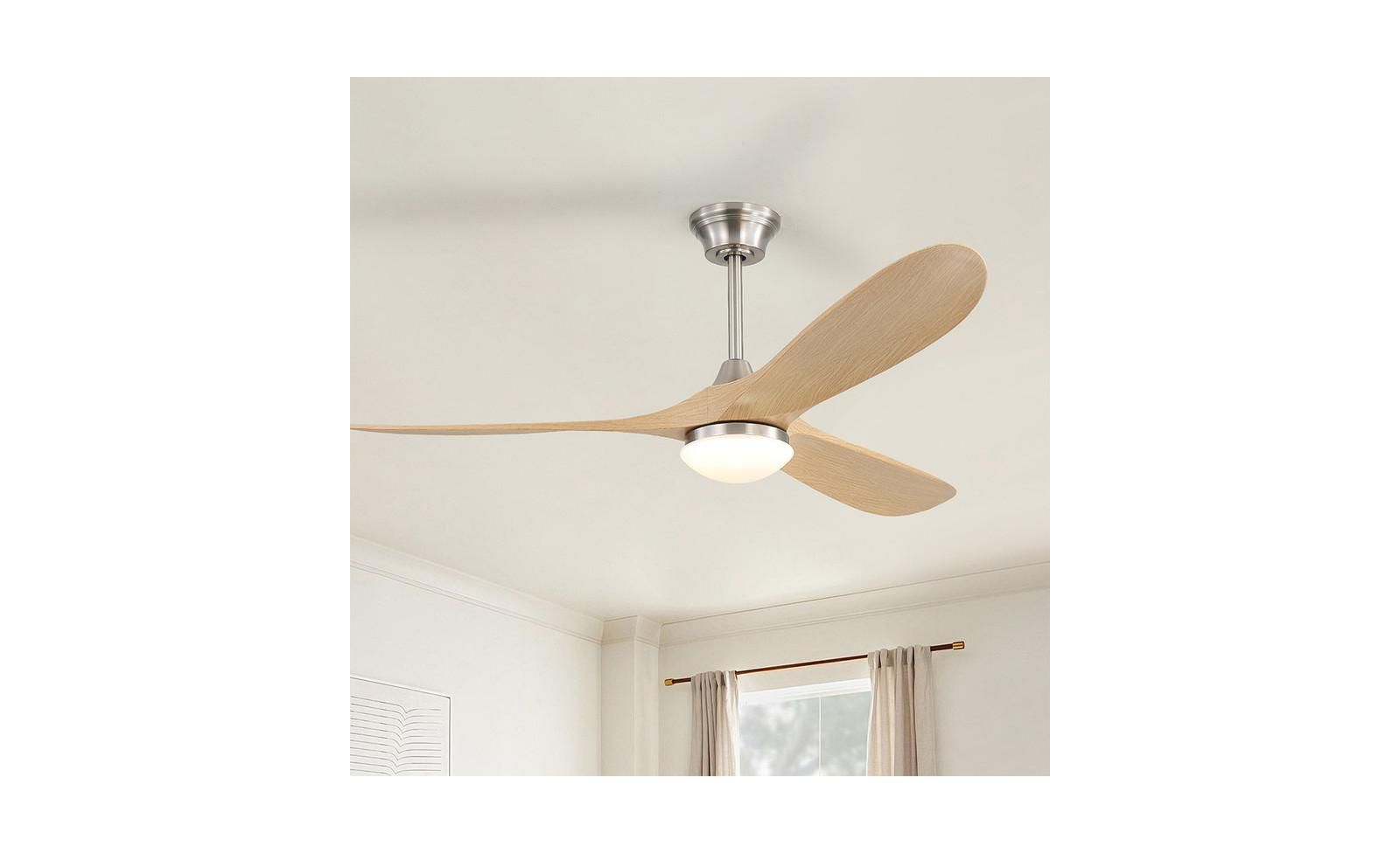 Sofucor 60-inch Modern Sand Nickel 3-blade Ceiling Fan Light With Remote Control Supports Mobile Phone Connection And Voice Function