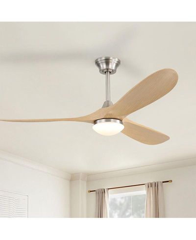 Sofucor 60-inch Modern Sand Nickel 3-blade Ceiling Fan Light With Remote Control Supports Mobile Phone Connection And Voice Function