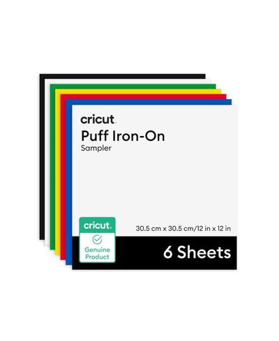 Cricut Puff Iron-On Heat Transfer Vinyl, Classics Sampler, 12 in x 12 in (6 ct)