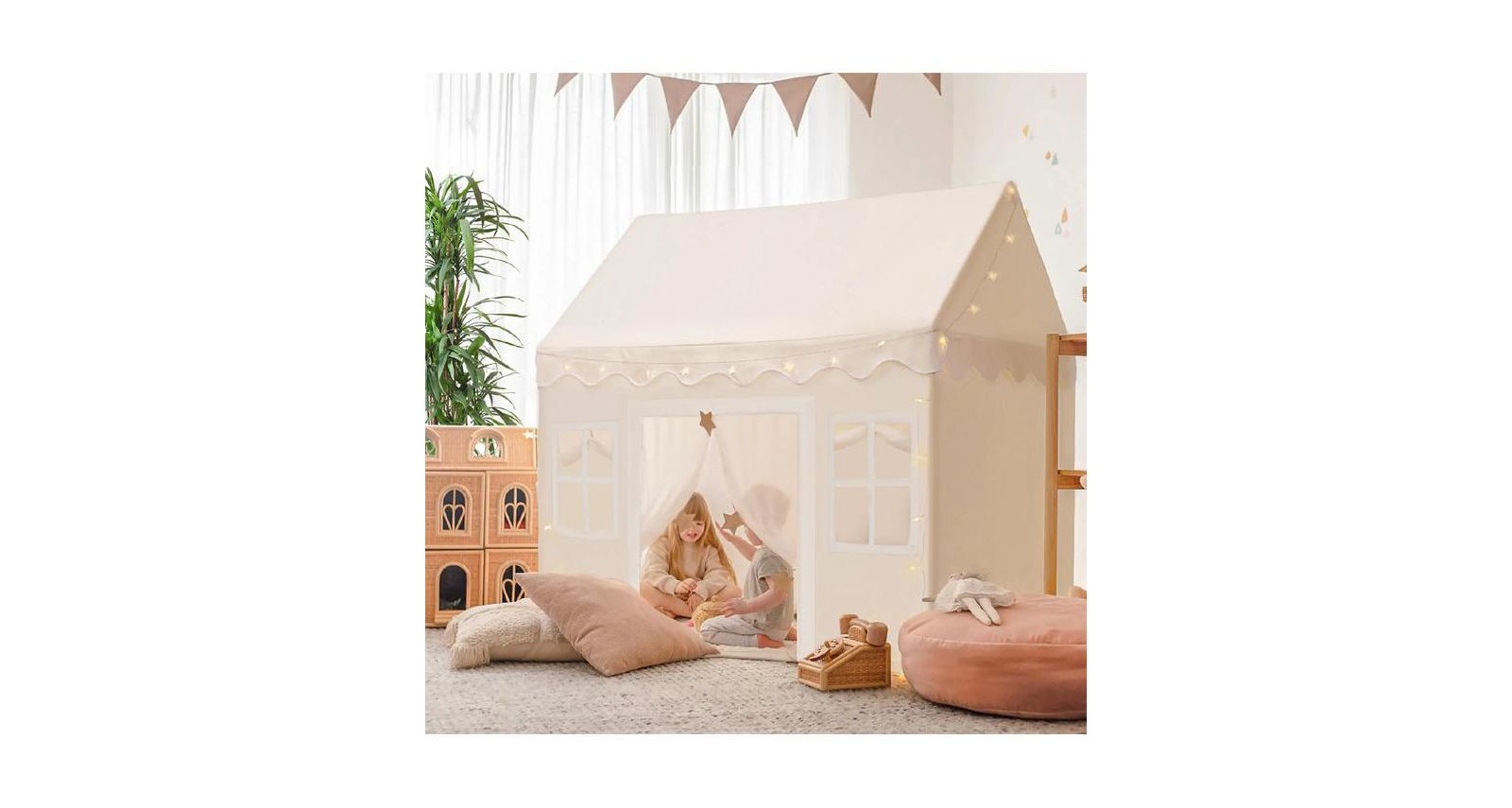 Tiny Land Indoor Playhouse Tent with String Lights, 3-Piece, Ages 3+