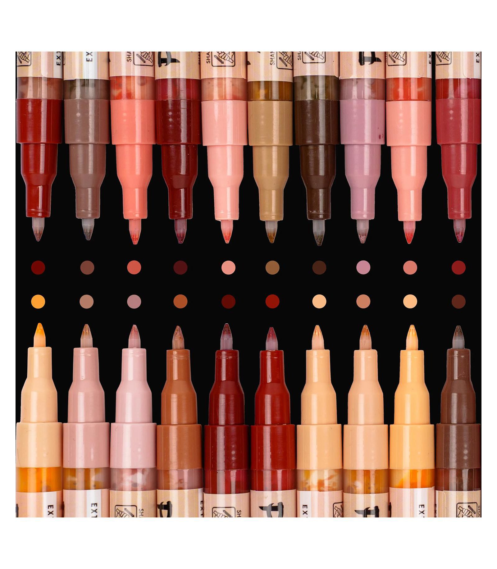 PINTAR Skin Tone Markers Extra Fine Tip - Skin Tone Watercolor Paint Pens - Skin Tone Acrylic Paint Markers - Acrylic Paint Pens
