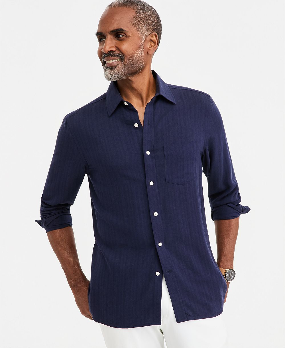 Club Room Men's Solid Silk Blend Long-Sleeve Shirt, Macy's Exclusive