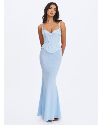 Miss Circle Women's Aurielle Sweetheart Mermaid Peplum Maxi Dress