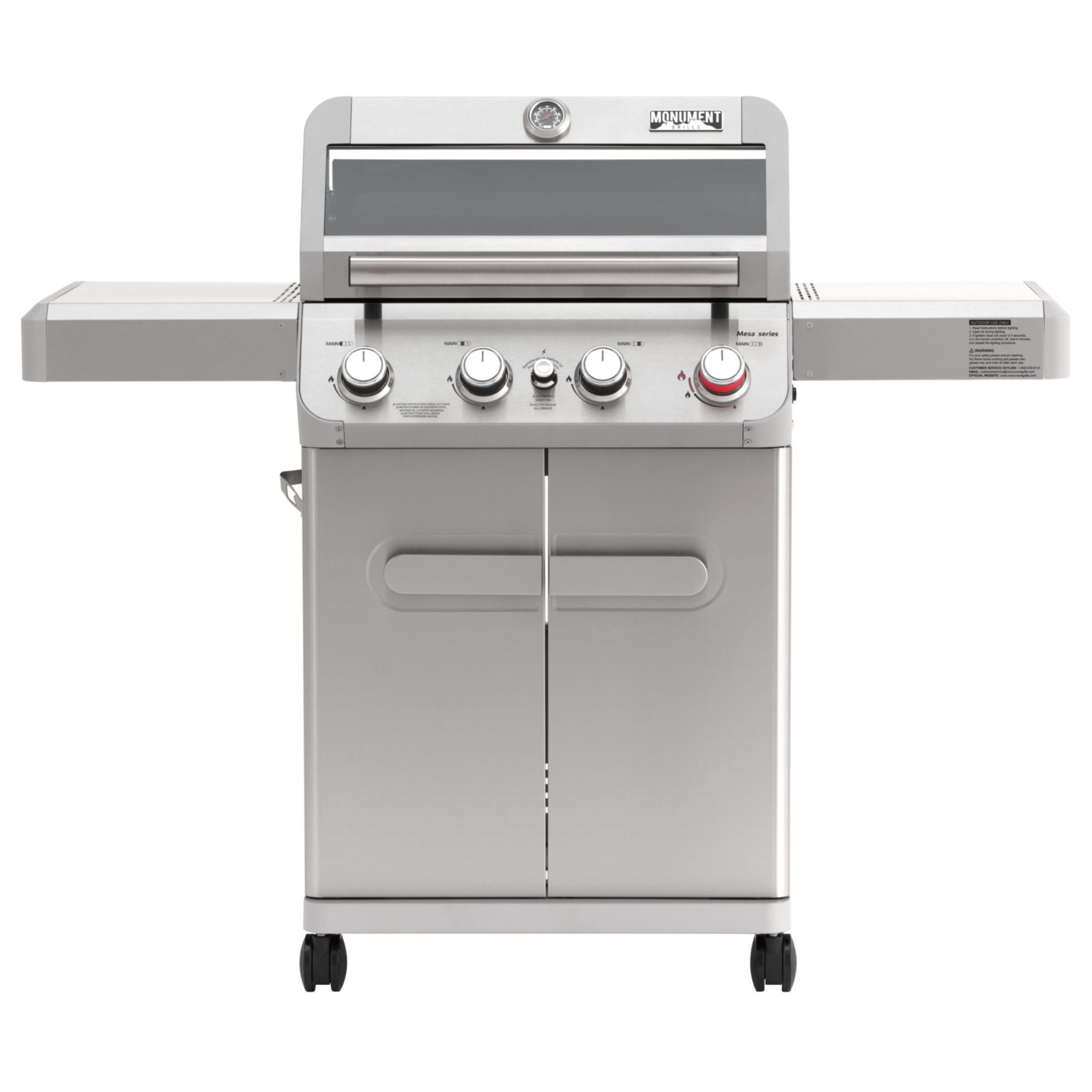 Газовый гриль на пропан Monument Grills Mesa 410MBZ с зоной для жарки и прозрачным стеклом Clearview