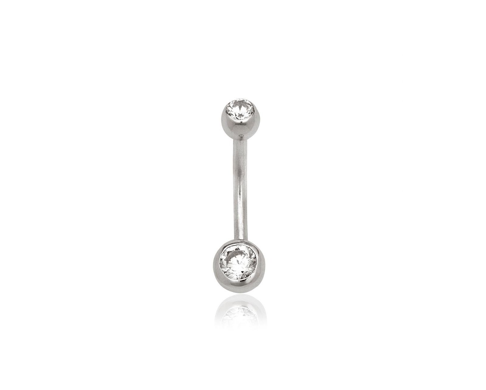 Curata Jewelry Solid 14k Yellow or White Gold 14G Double Bezel Cubic Zirconia Curved Belly Button Ring Body Piercing Ring