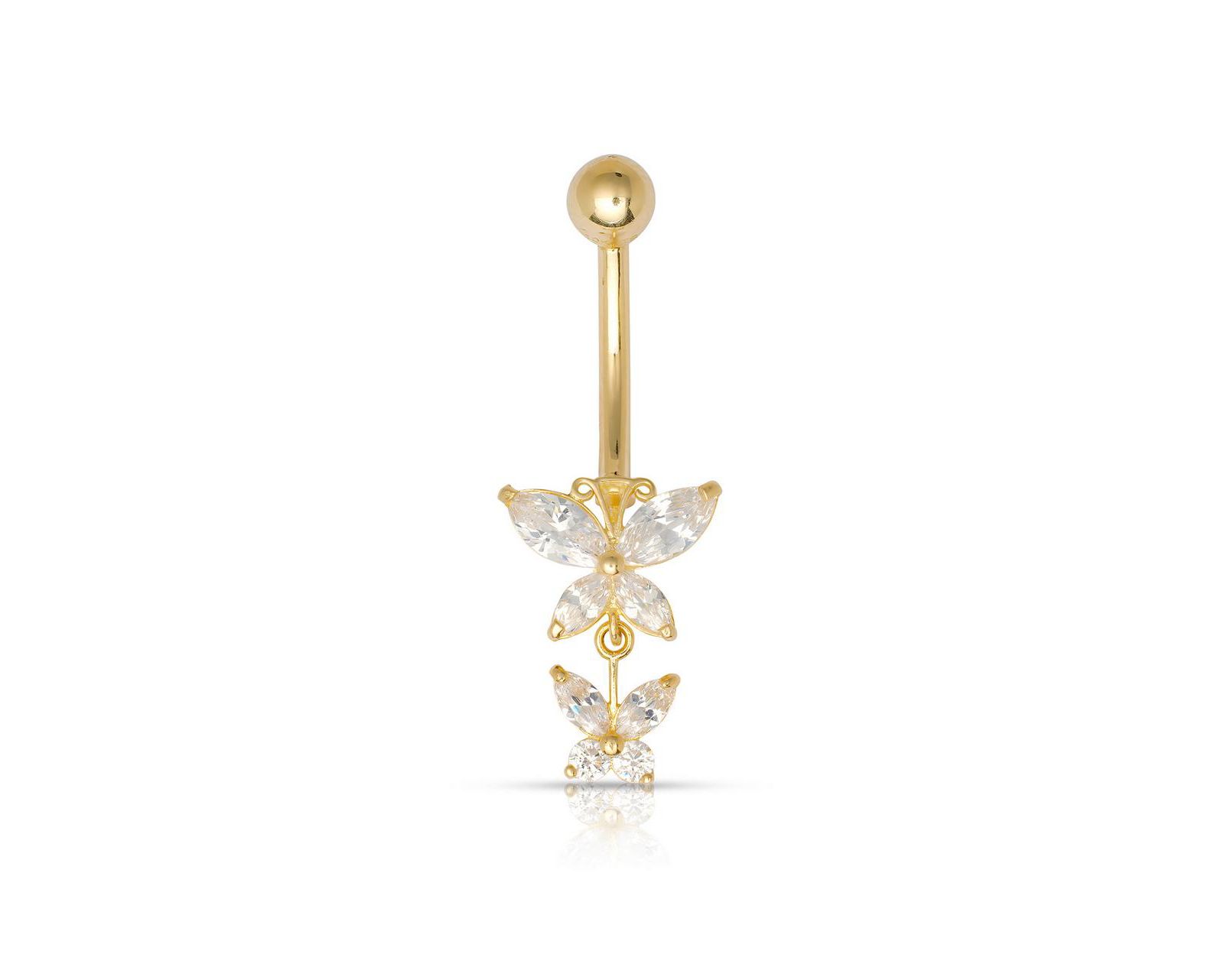 Серьга-кольцо для пупка Curata Jewelry с крыльями ангела и цирконом