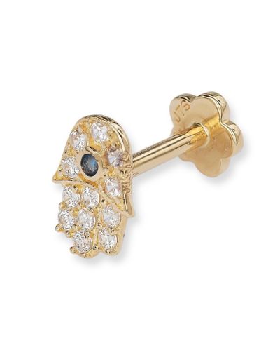Пирсинг Curata Jewelry 14k Yellow Gold 18G Cubic Zirconia Hamsa Hand of God Labret Cartilage Flat-back