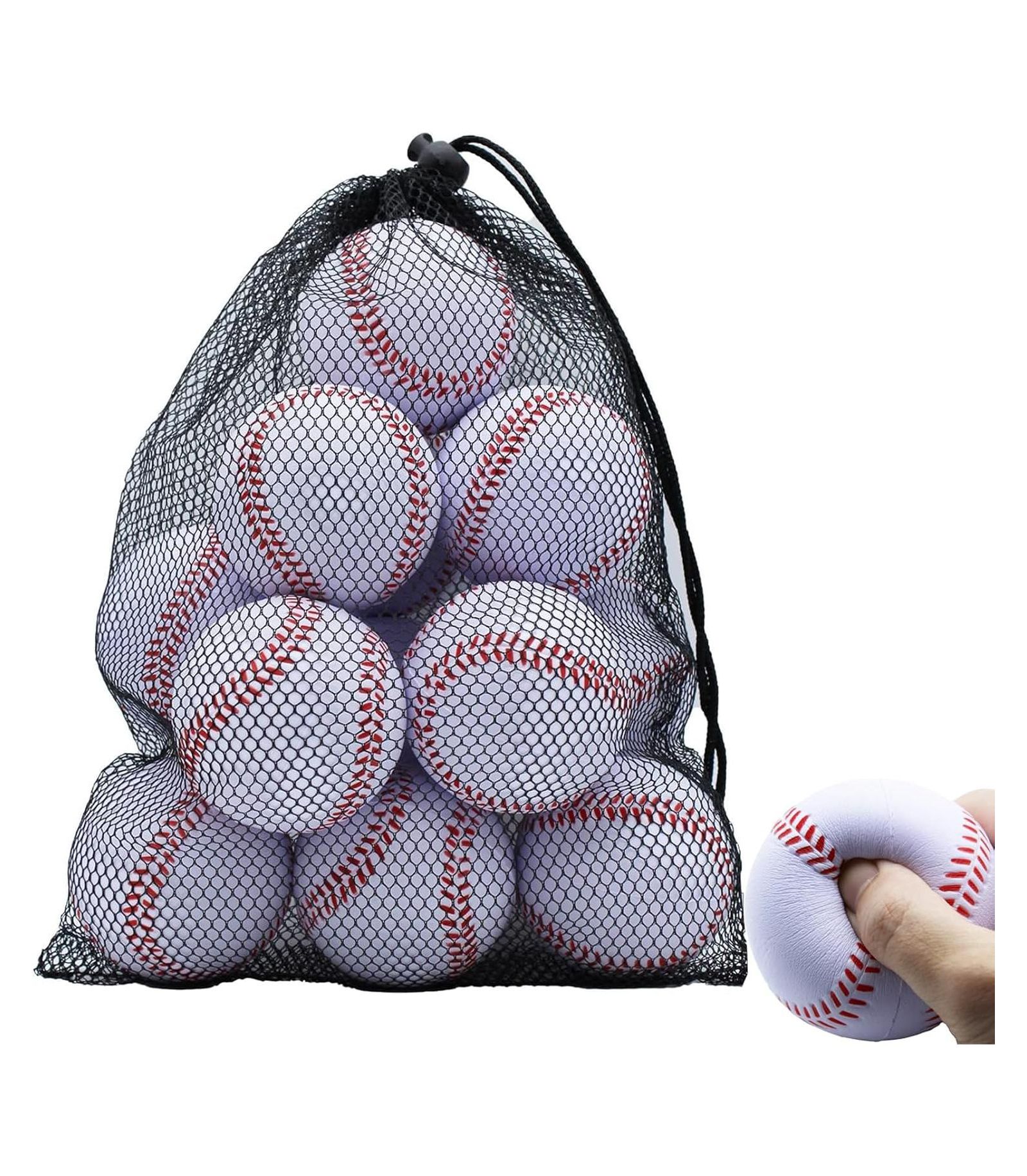Magicorange Pack of 12 Soft Foam Practice Baseballs Standard Size PU Foam Training Balls for Batting Fielding and Pitching with Carrying Bag
