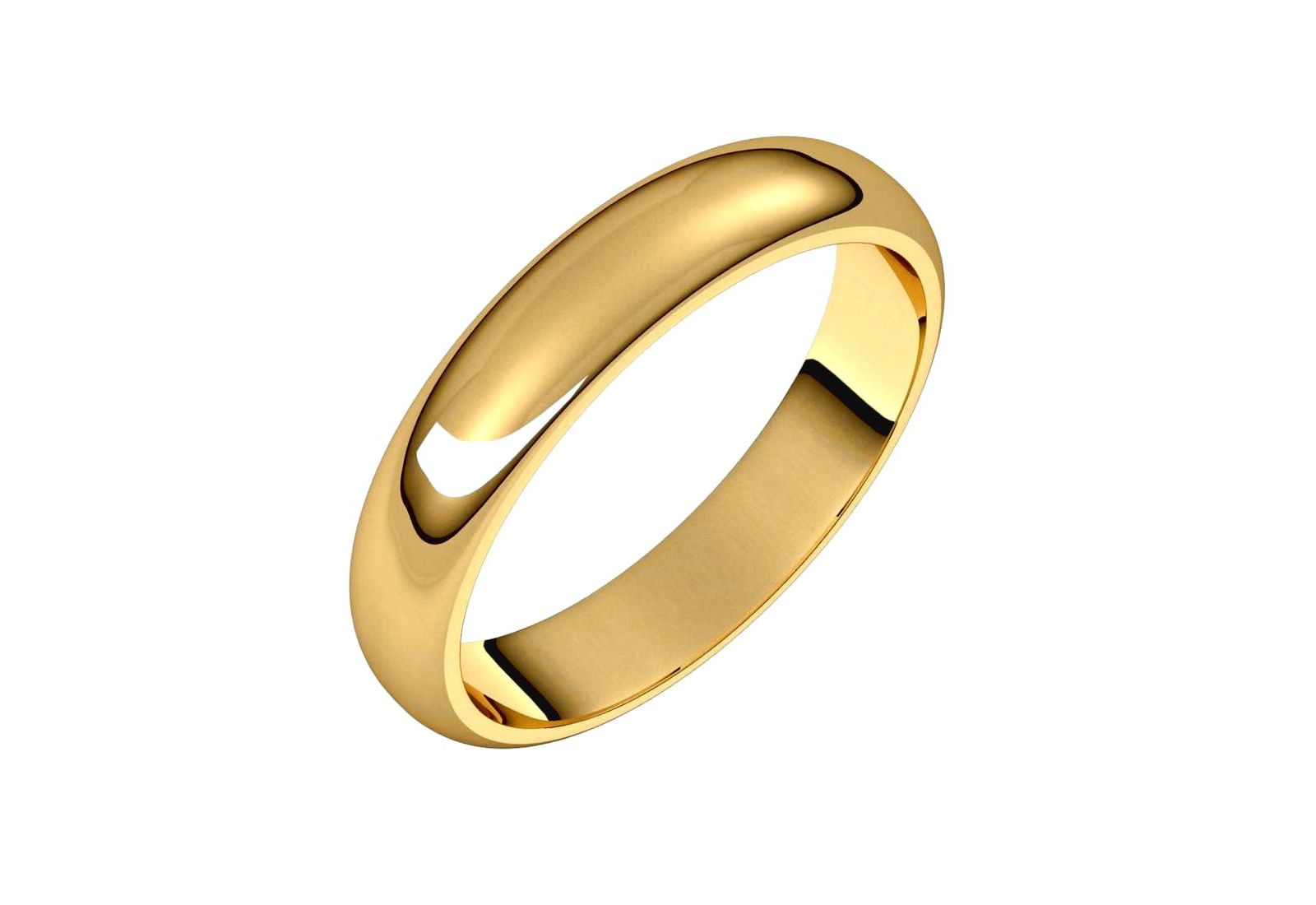 Curata Jewelry Solid 18k Yellow Gold 4mm Half Round Wedding Band Ring