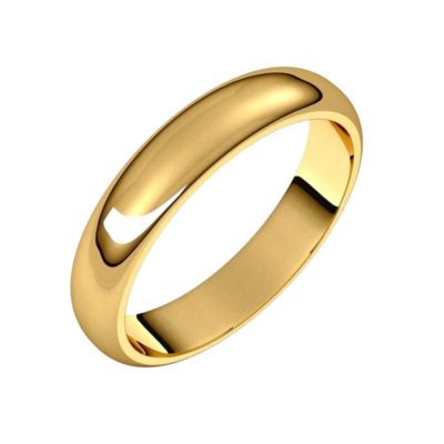 Curata Jewelry Solid 18k Yellow Gold 4mm Half Round Wedding Band Ring