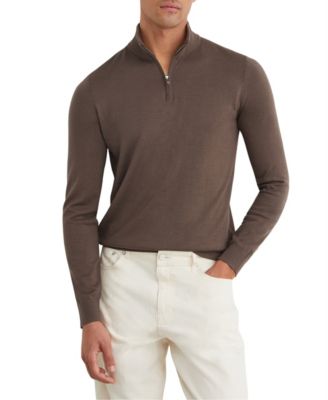 REISS Men's Blackhall Merino Wool Slim-Fit Funnel-Neck Half-Zip Sweater