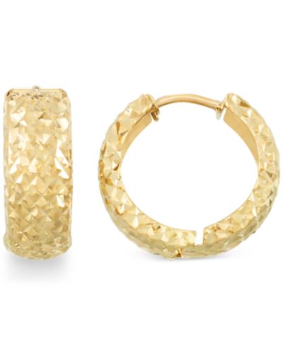 Серьги-кольца Textured Huggie Hoop в 14k Gold