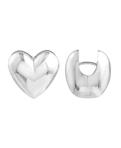 Серьги-кольца Curata Jewelry 925 Sterling Silver Heart Puff Huggies Hinged Hoop