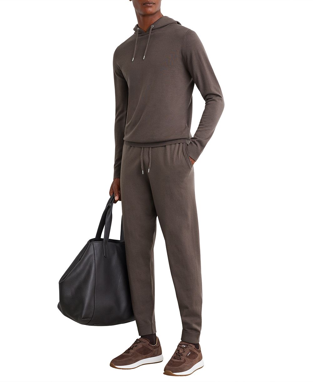 REISS Men's Holland Merino Wool Slim-Fit Long-Sleeve Hoodie