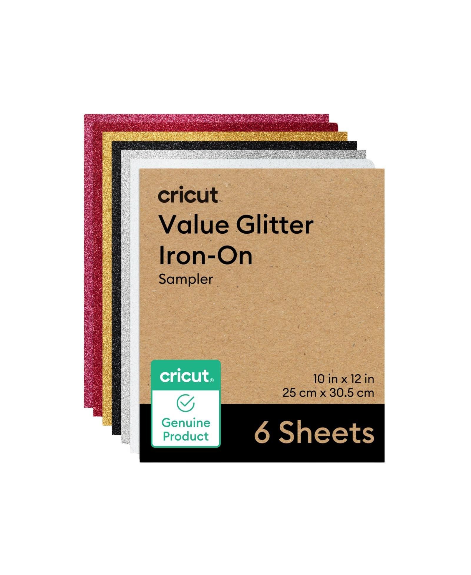Cricut Glitter Iron-On Craft Vinyl Sheets, 10 x 12 in, Multicolor, 6 Count