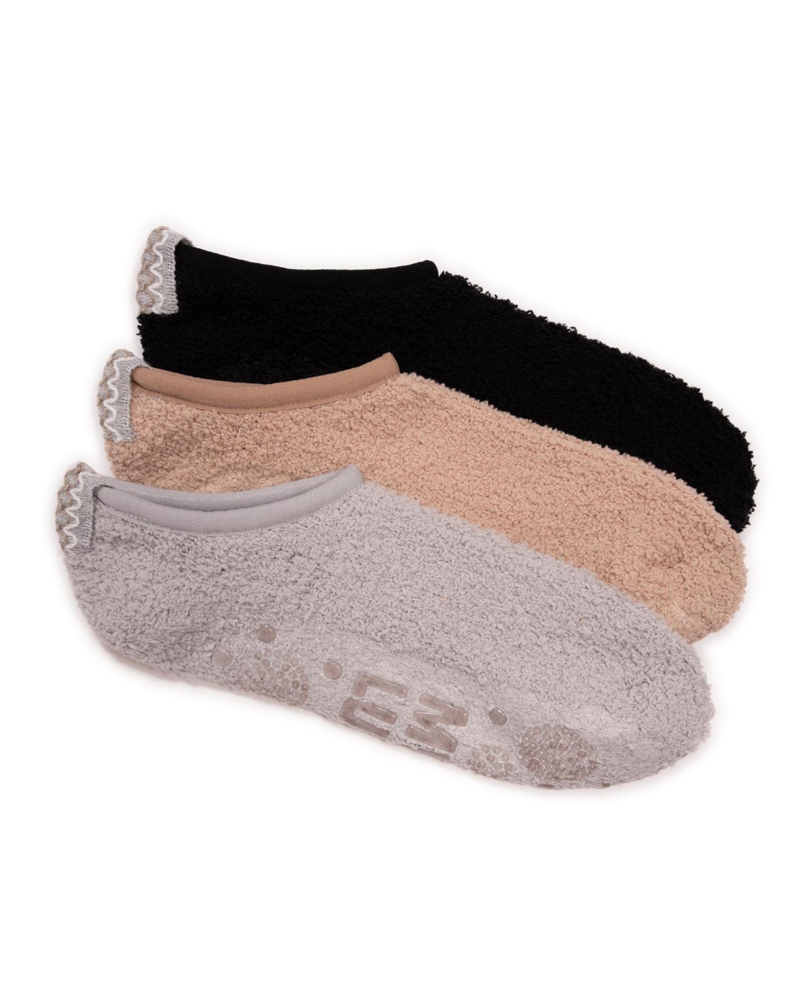 MUK LUKS Women's Ballerina Cozy Socks with Grippers, 3 Pair Pack