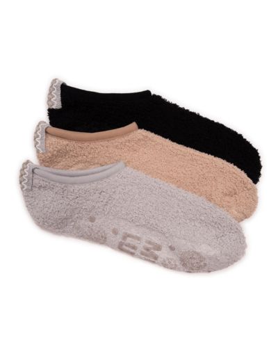 MUK LUKS Women's Ballerina Cozy Socks with Grippers, 3 Pair Pack