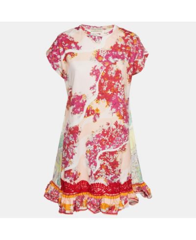 Pre-Owned Emilio Pucci Women's Floral Print Cotton Flounce Mini Dress