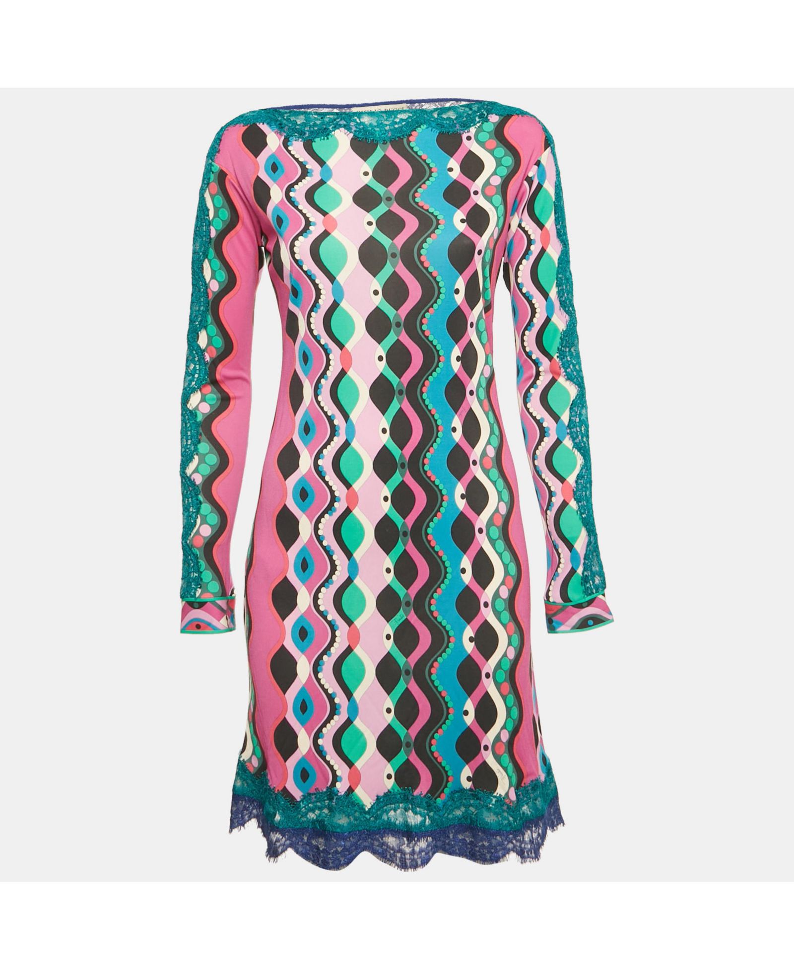 Pre-Owned Emilio Pucci Женское мини-платье Printed Jersey Lace Detail