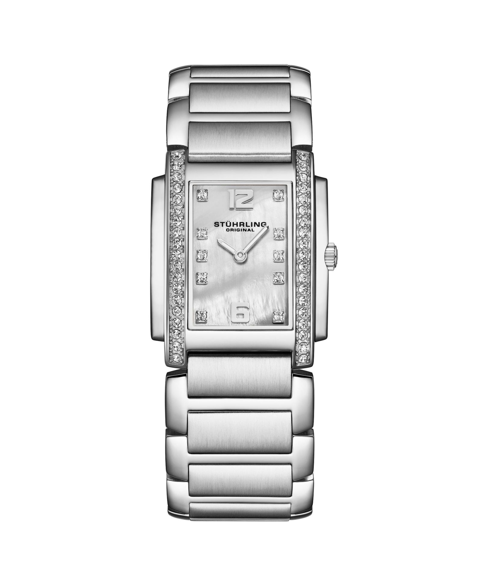 Stuhrling Женские часы Serafine 4089.1 Rectangular Quartz Mother-of-Pearl Dial & Swarovski Crystal Bezel