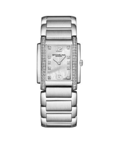 Stuhrling Женские часы Serafine 4089.1 Rectangular Quartz Mother-of-Pearl Dial & Swarovski Crystal Bezel
