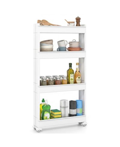Volenca 4-Tier Slim Storage Trolley with Detachable Trays, Multifunction Rolling Organizer