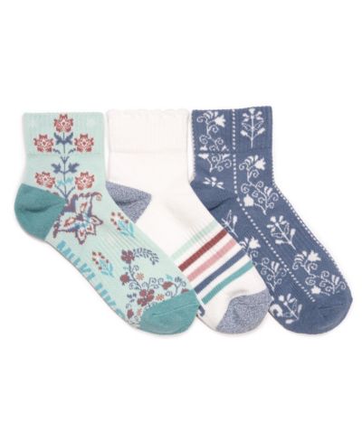 Женские хлопковые носки MUK LUKS Compression Mini Crew Ankle, 3 Pair Pack