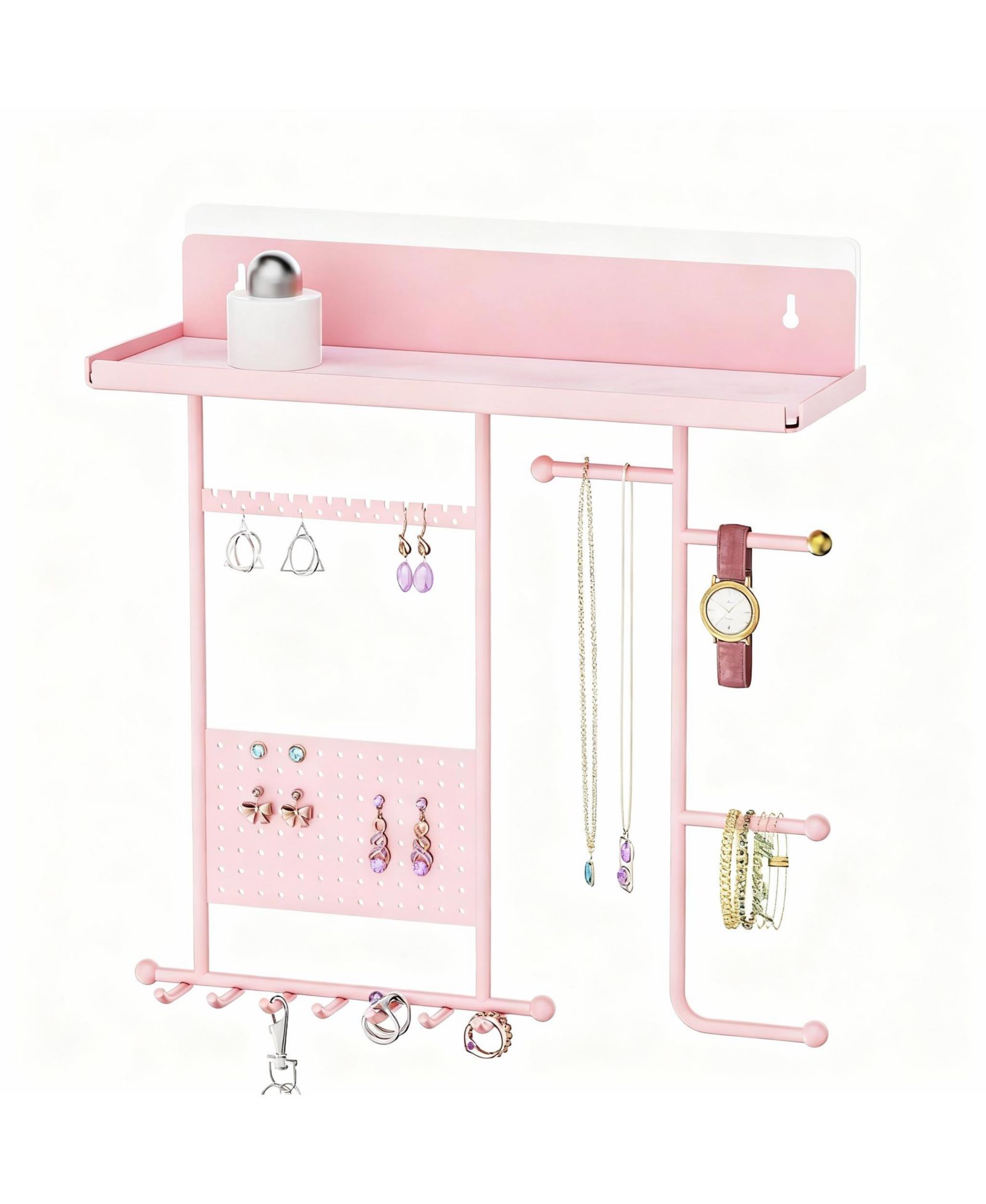 YIGII Wall-Mounted Jewelry Wall Rack with Soft Pads, Dual Mounting, Rust-Resistant Metal