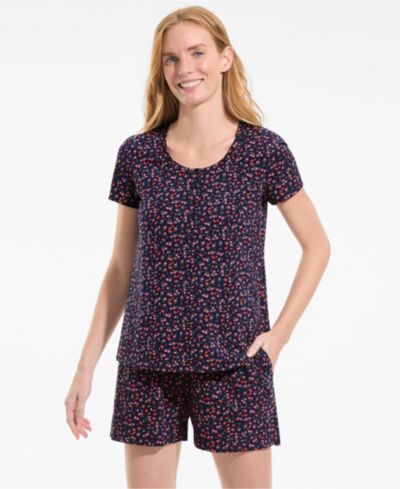 Женский комплект пижамы Lands' End Knit 2 Piece Short Sleeve Top and Shorts