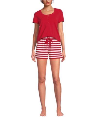 Lands' End Women's Knit 2 Piece Pajama Set - Short Sleeve Top and Shorts