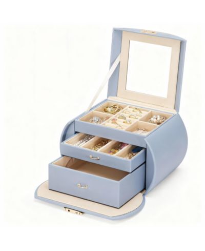 YIGII PU Leather Jewelry Organizer with Mirror and Lock