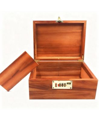 YIGII Solidwood Storage Box with Lock and Divider